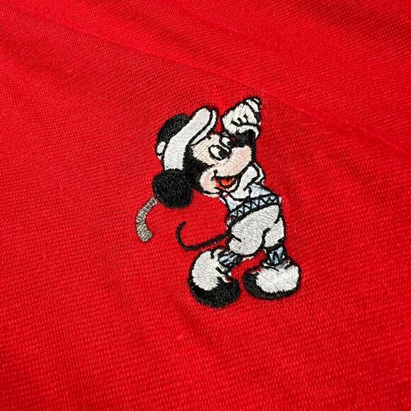 Disney Vintage embroidered Mickey Mouse Red Polo Golf Shirt men’s size Large - Picture 5 of 7